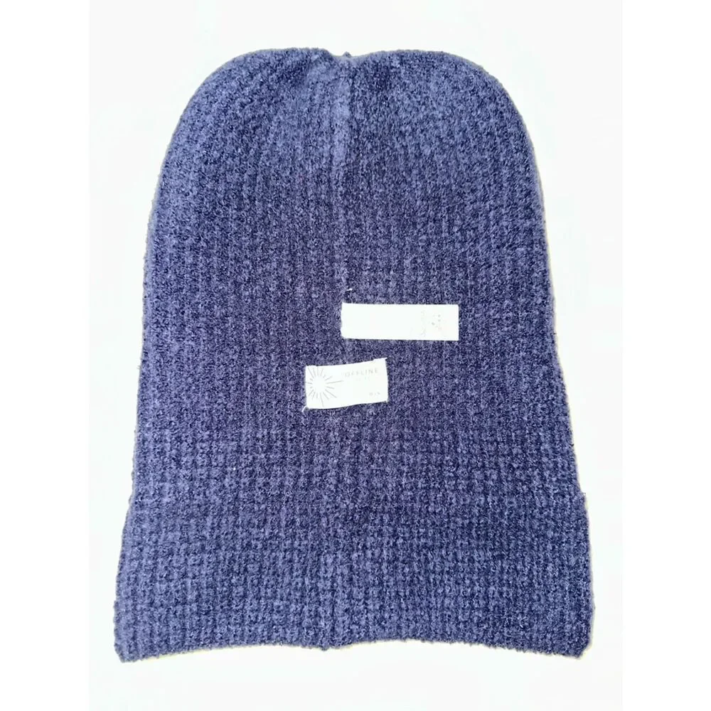 OFFLINE Navy Blue Waffle Knit Beanie Hat